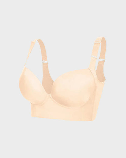 SheCurve® Push-Up Back Smoothing Bra - Black+Beige (2 PACK）