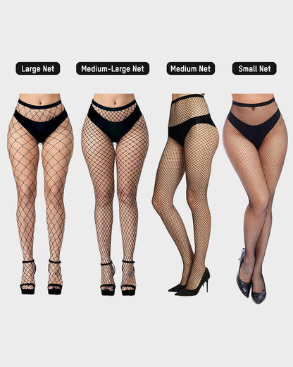 High-Waist Classic Fishnet Pantyhose – 4 Mesh Styles